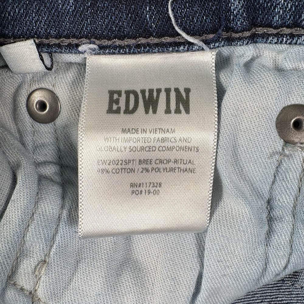 Edwin Bree Crop Slim Straight Jeans Women's Size 28 Anthropolgie (Reg $168) - Picture 7 of 11